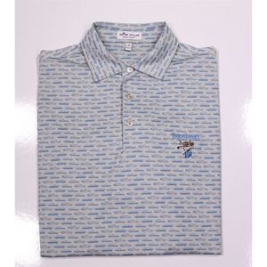 Peter Millar Summer Comfort Blue/Beige Cars Print Farmlinks Golf Polo Shirt M